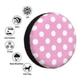 thumbnail image 4 of Naloa Pink And White Polka Dot PVC Leather Spare Tire Wheel Cover Spare Tire Cover, for Car Truck SUV Camper Trailer Universal Fit(14-17in)-17 inch, 4 of 6