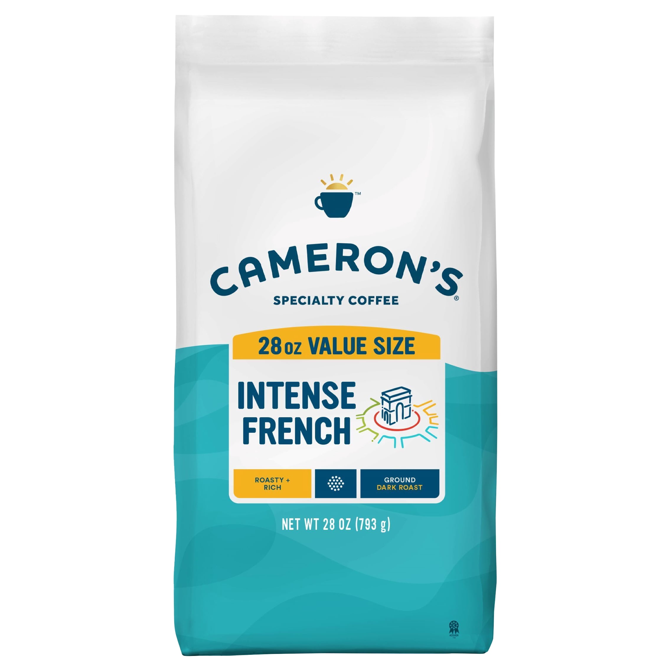 Cameron's Coffee Intense French Dark Roast Ground Arabica Coffee, Roasty & Rich, 28 oz Bag