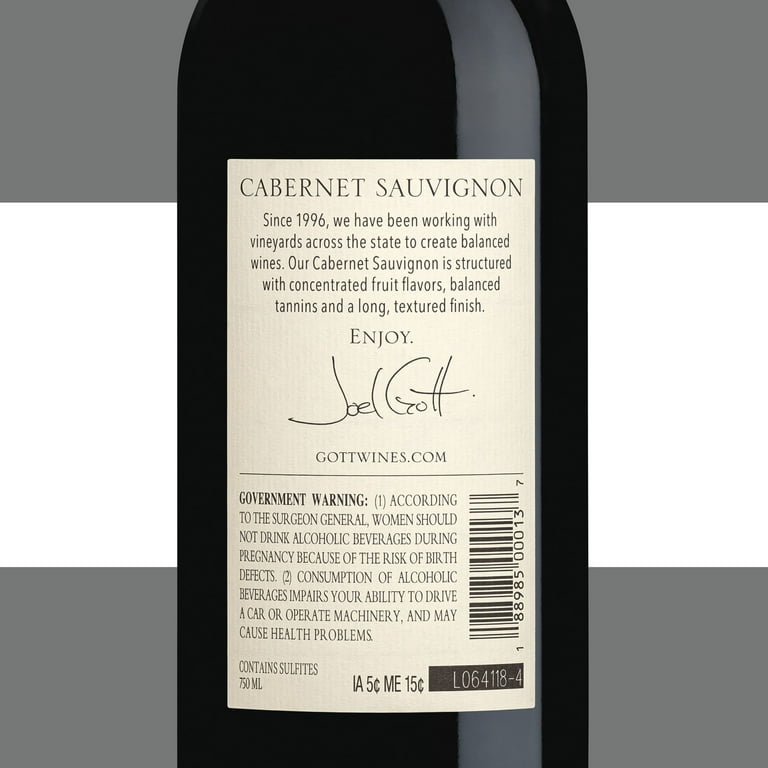 Joel Gott 815 Cabernet Sauvignon California Red Wine, 750 ml Glass