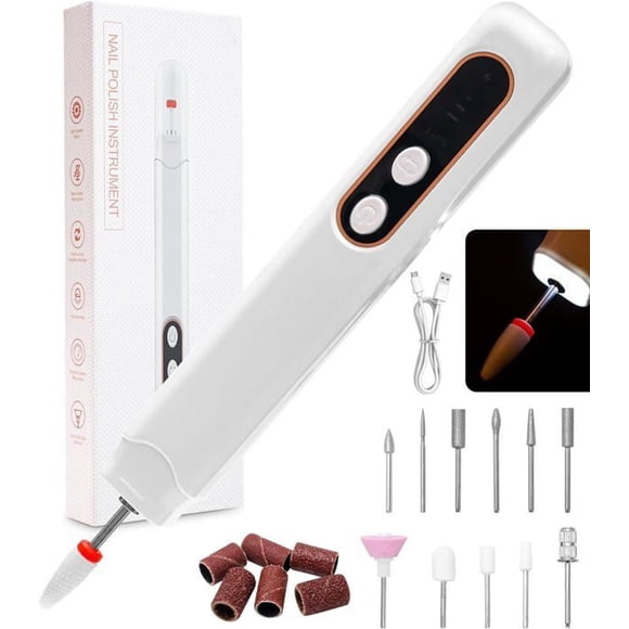 12 in 1 Nail Drill, Cordless Electric Nail File Electric Nail Drill, Adjustable Speed, with LED