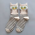 thumbnail image 2 of Chunleiiii Women Warm Cotton Socks Pinstripe Owl Socks Three Ear Mouth Socks Mens Cushioned Socks, 2 of 4