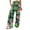 Green, variant on Womens Cotton Linen Loose Fit Casual Pants Elastic Waist Summer Printing Beach Trousers with Pockets