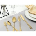 thumbnail image 3 of Unique Bargains 20 Pieces Stainless Steel Silverware Set for 4 Modern Cutlery Gold, 3 of 6