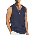thumbnail image 2 of Fgnfyis Men's Summer Beach Classic Solid V Neck Sleeveless Tank Top T-Shirt for Active and Outdoor Adventures Men Tank Tops Dark Blue L, 2 of 5