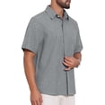 thumbnail image 5 of INSPIRE CHIC Men's Solid Summer Short Sleeve Button Down Linen Shirt M Dark Gray, 5 of 6
