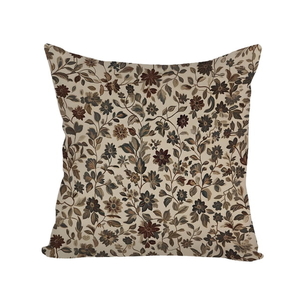 Funda de terciopelo con estampado floral abstracto, cojín de estilo artístico decorativo para cama y sofá; funda de almohada cuadrada con estampado floral en color beige