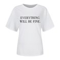 thumbnail image 4 of Women T-Shirt Casual Loose Solid Color Short Sleeve Tees with Crew Neck and Sleeved Drop, 4 of 4