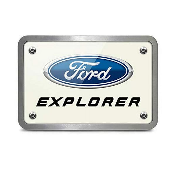 Ford Explorer UV Graphic White Plate Billet Aluminum 2 inch Tow Hitch Cover