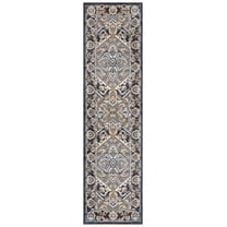 SAFAVIEH Pyramid Gladwyn Medallion Runner Rug, Grey/Navy Gold, 2'2" x 8'