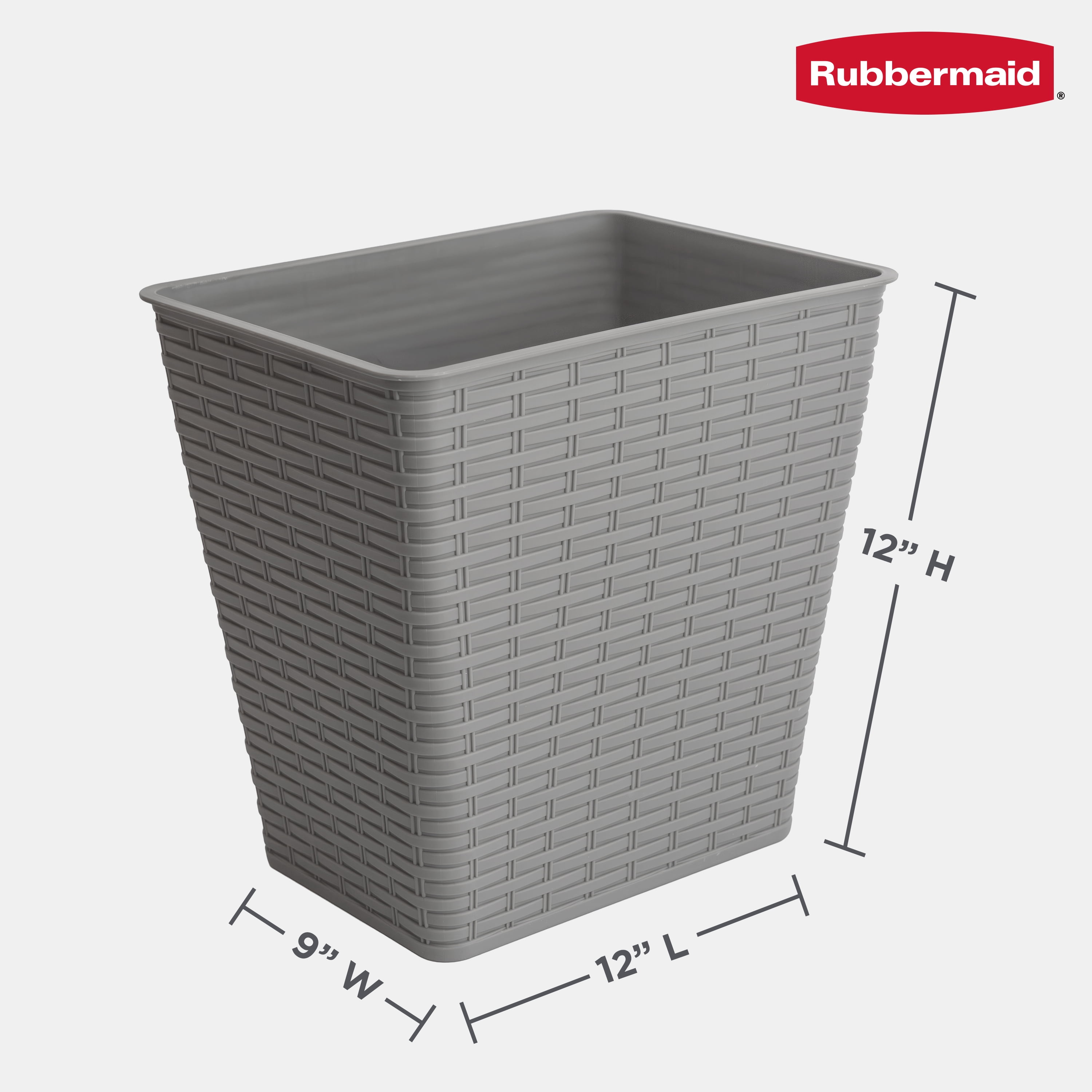 Rubbermaid 4 Gallon Wastebasket – Small Resin Trash Can for Bathroom, Bedroom, Home Office, Dorm, Charcoal Gray