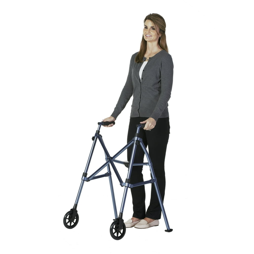 Able Life Space Saver Walker Cobalt Blue, Folding Travel Walker with