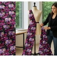 thumbnail image 5 of Soimoi Black Cotton Cambric Fabric Pink & Purple Floral Watercolor Printed Craft Fabric by The Yard 56 Inch Wide, 5 of 7