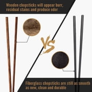 10 Pairs Reusable Chopsticks , Dishwasher & Heat Resistant, 9.5 Inch Asian Kitchenware , Black Non-Slip Chopsticks for Cooking, Sushi, Ramen , Lightweight & Durable