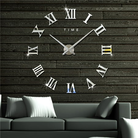 GOOHOCHY Modern Decorative Mirror Wall Clock Acrylic Silver 1Pcs Home Decor