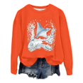 thumbnail image 5 of WEIWEN Crewneck Sweatshirt for Women Loose Fit Ocean Life Sea Whale Beach 90s Vintage Graphic Long Sleeve Shirts for Women Dressy Casual Fall Sweaters Womens Clothes Orange, S, 5 of 5