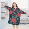 thumbnail image 5 of FORMRS Wearable Blanket Hoodie with Sleeves for Kids Cozy Flannel Sweatshirt, Red Christmas Leaves, 5 of 7