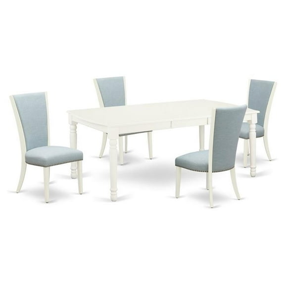 Pemberly Row 5-piece Wood Dining Set in Linen White