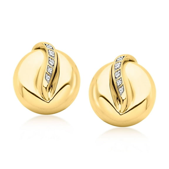 Ross-Simons 18kt Gold Over Sterling Puffy Round Earrings With Diamond Swirls, Women's, Adult