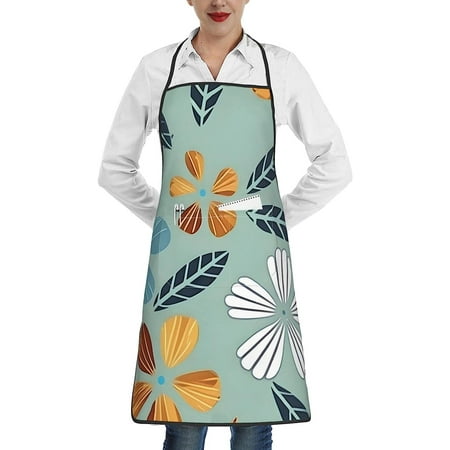 

Light Coloured Floral Stain Resistant Apron Unisex Apron 1 Pocket In The Middle Suitable For Kitchen Cooking Waitress Chef Grill Apron.