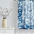 thumbnail image 3 of Blue White Kitchen Curtains 24" Small Tier Curtains Bathroom Basement Window Curtain Set Navy Leaf Print Café Curtains 2 Panels, 3 of 6