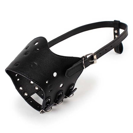 Soft Leather Golden Retriever Anti-Biting Secure Chewing Anti Bark Dog Muzzle Pet Mouth Cover Mouth Mask Dog Prevention Supplies BLACK XS
