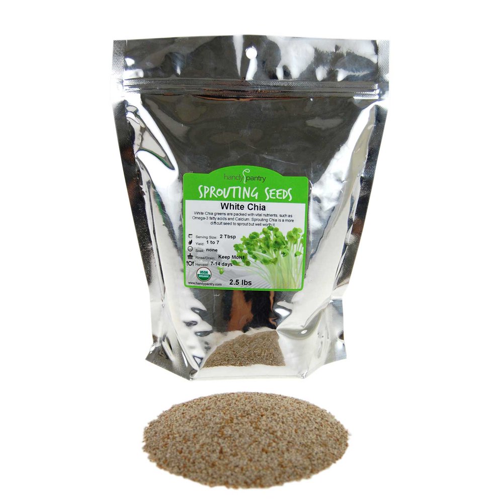 Organic White Chia Seeds 2.5 Lbs Sprouting Seeds For Growing Sprouts