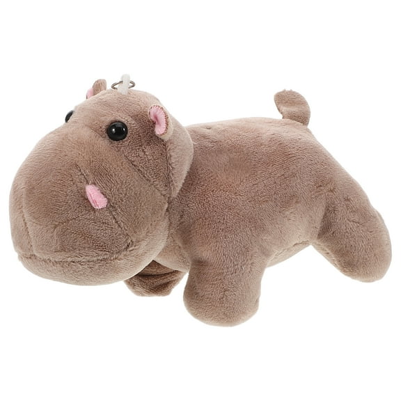 KONTONTY Light Brown Plush Hippo Keychain Soft Realistic Animal Key Holder