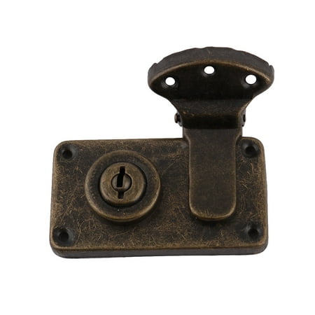 Antique Style Metal Lock - Home Window Door Metal Antique Style Cabinet Rectangle Lock Catch Bronze Tone