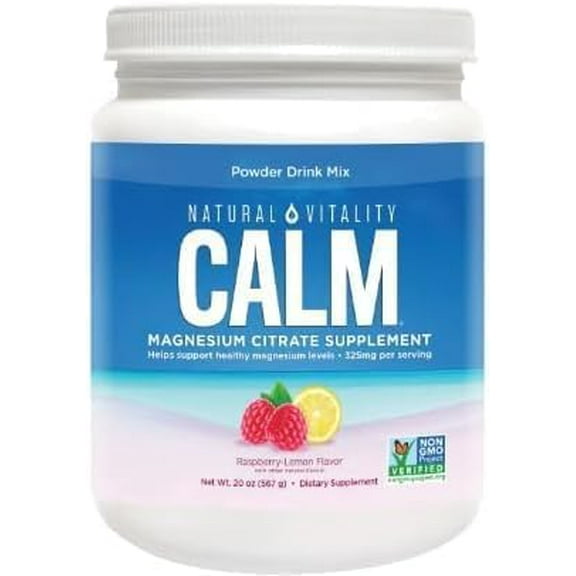 Natural Vitality CALM� Magnesium Citrate Supplement Raspberry-Lemon Flavor Powder Drink Mix, 20 ounce