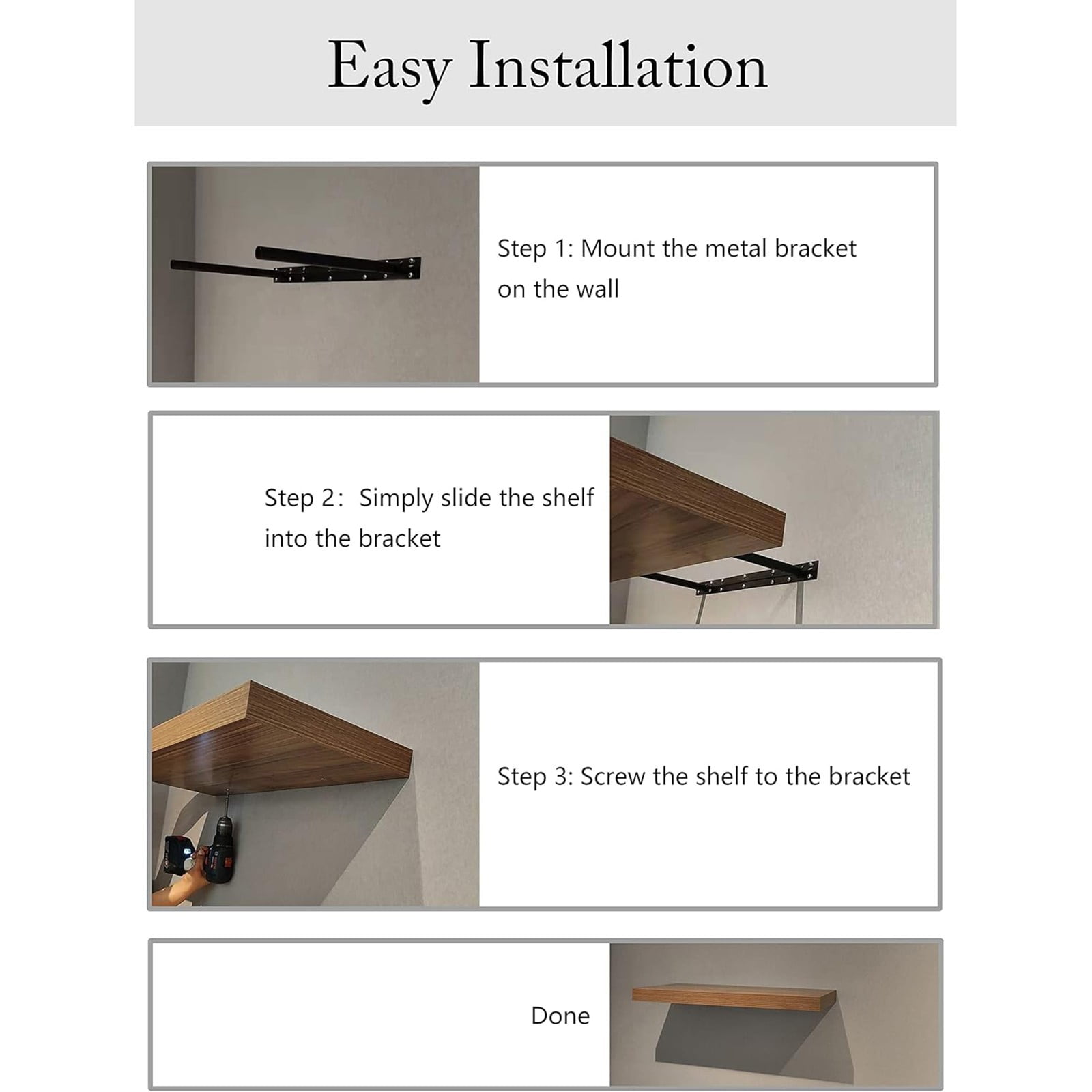 Rack - Storage Rack - Floating Shelf (40×15×2.5Cm) Black(Storage Shelf *1 - Black)