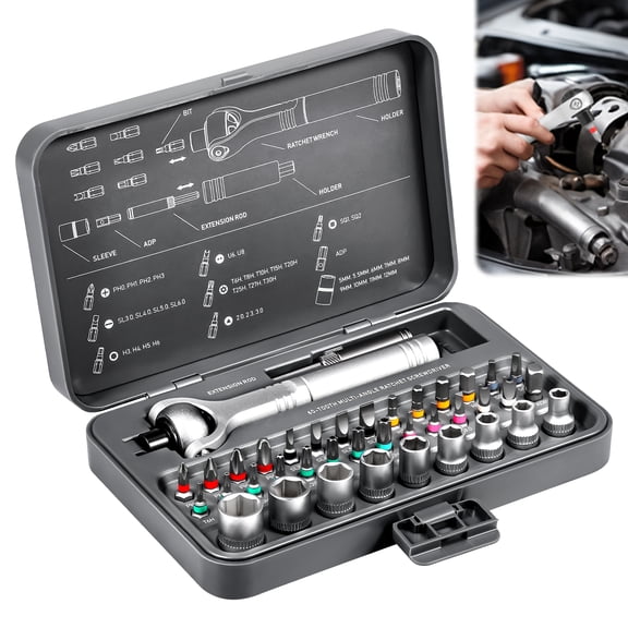 40 in 1 Magnetic Screwdriver Set Multi Bit Ratcheting Screwdriver Set with Storage Case Repair Tool Kit for Computer Eyeglass Bicycles Watch Ring Doorbell Furniture and DIY