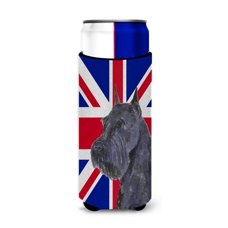 

Carolines Treasures SS4965MUK Schnauzer with English Union Jack British Flag Ultra Hugger for slim cans Slim Can