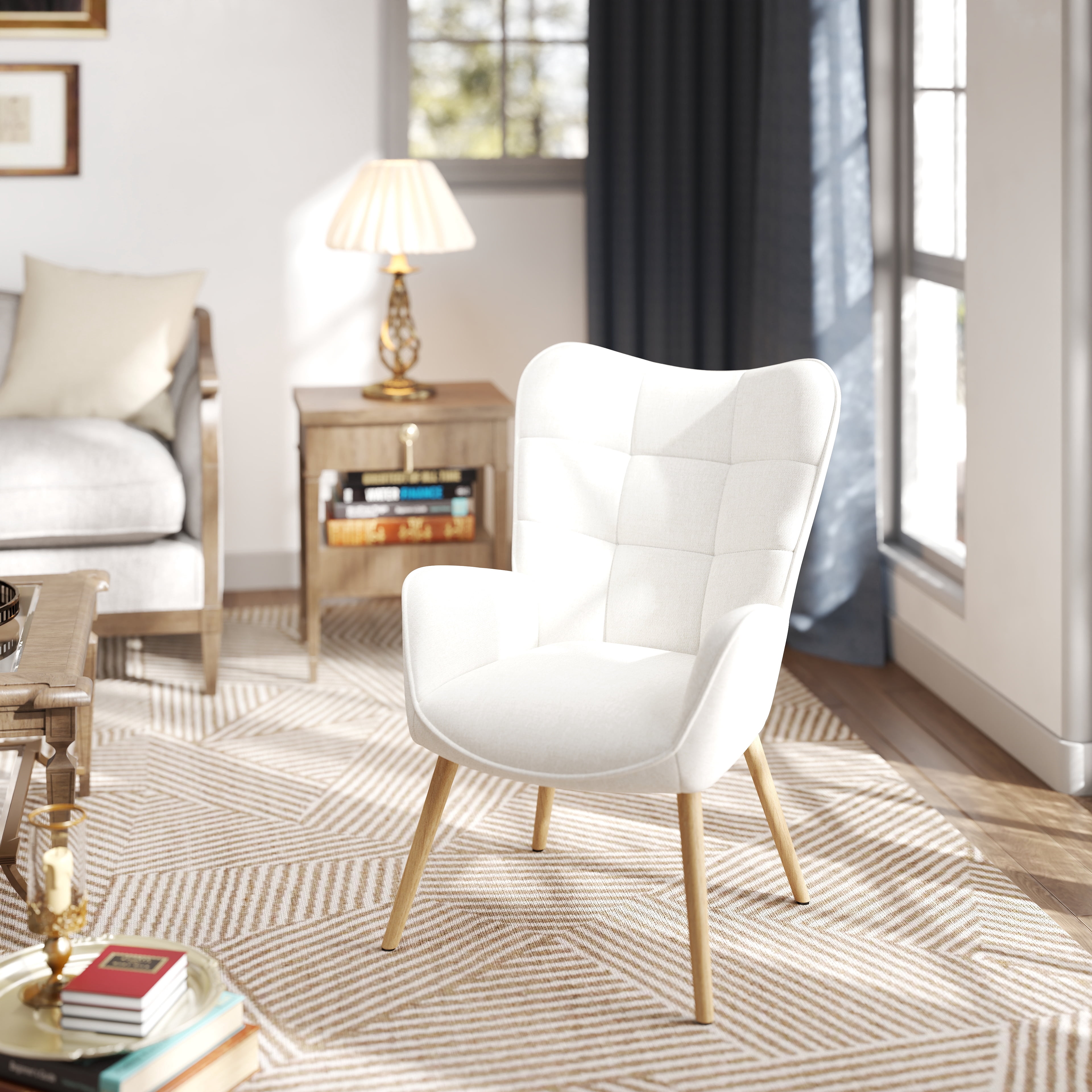 Homy Casa Waiting Room Guest Chair Office Reception Charis Lounge Charis for Living Room Bedroom Makeup, Beige