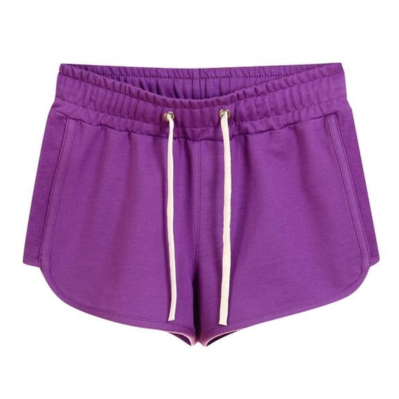 Sngxgn Womens Drawstring Shorts Summer Elastic Waist Casual Lightweight with Pockets(Purple,L)