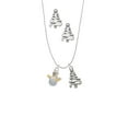 thumbnail image 2 of Delight Jewelry Two-tone Snowman with Crystal Buttons Silver tone Zig Zag Christmas Tree Charm Necklace and Stud Earrings, 2 of 4