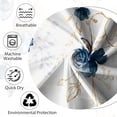 thumbnail image 4 of 72x78 Inches Navy Blue Floral Shower Curtain for Bathroom Watercolor Abstract Eucalyptus Gold Leaves Flowers Plant Aesthetic Shower Curtains Set Waterproof Fabric Bath Curtain with Hooks, 4 of 6
