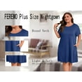 thumbnail image 6 of FEREMO Plus Size Nightgowns for Women Short Sleeve Sleepshirt Knee Length Sleepwear with Pockets, 6 of 7
