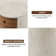 VENTOPYR White Wood Round 20-inch MDF Storage Cabinet with 3 Drawers for Bedside Table