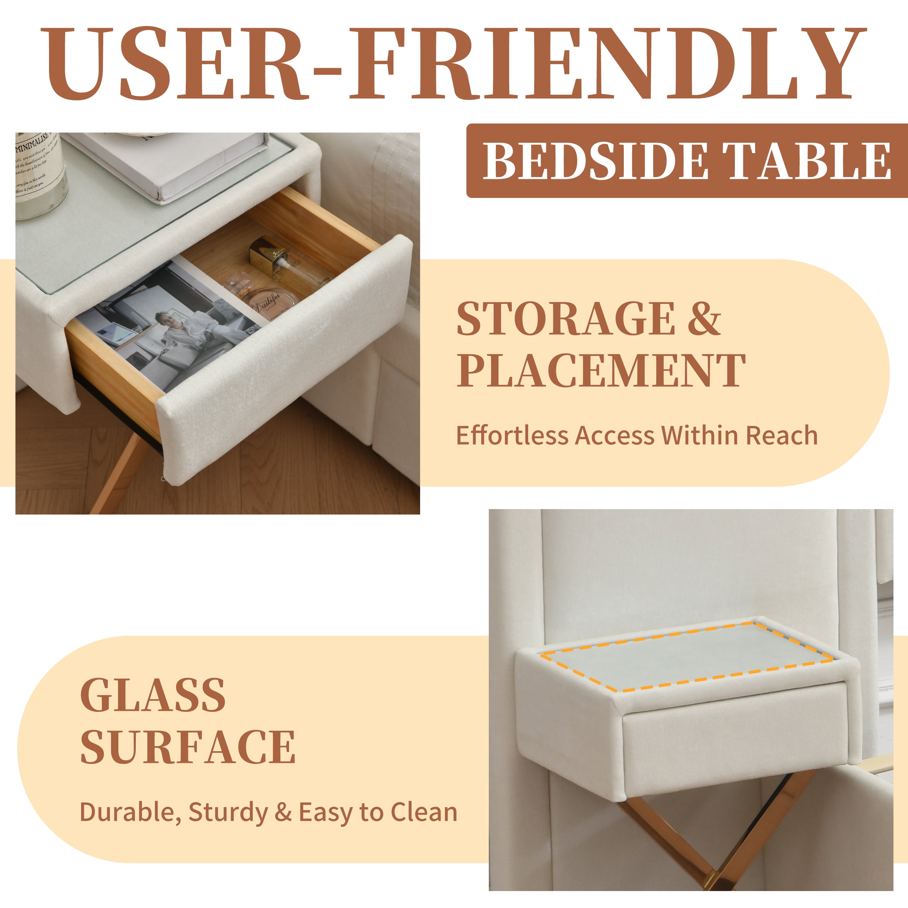Queen Size Upholstered Platform Bed Frame, Bed Frame with Storage, Velvet Headboard with Built-in Nightstands & Drawers, No Box Spring Needed, Wooden Slats Support, Noise-Free, Easy Assembly, White