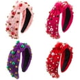 thumbnail image 4 of Enqiretly Lightweight And Durable Rhinestone Pearl Knot Headbands For Valentines Day Rose Rose red, 4 of 6