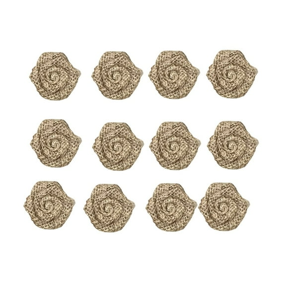12pcs Toile de Jute Fleurs Roses pour Bricolage Artisanat Faisant des Décorations de Fête de Mariage de Noël