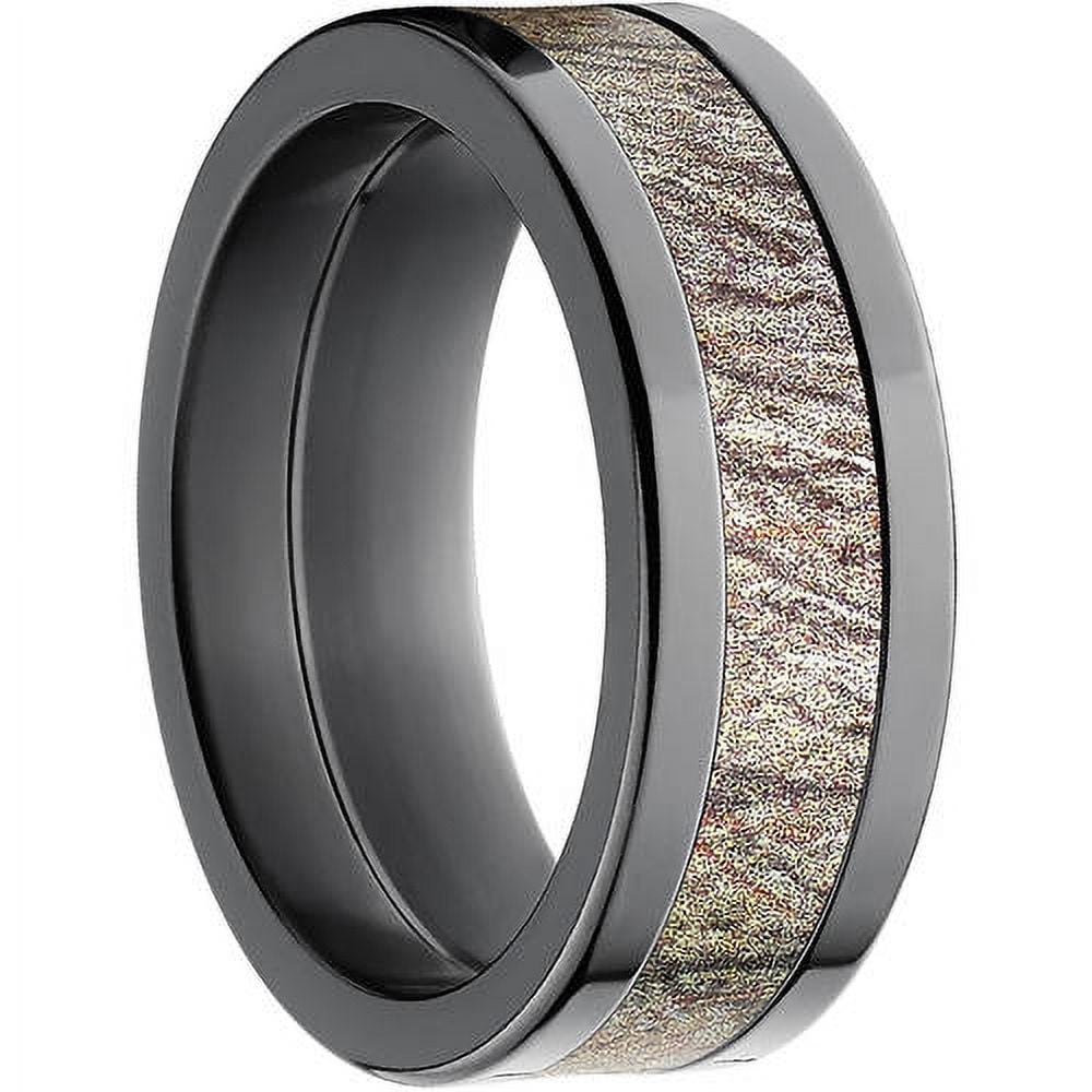 Brush Men's Camo Black Zirconium Ring with Polished Edges and Deluxe Comfort Fit