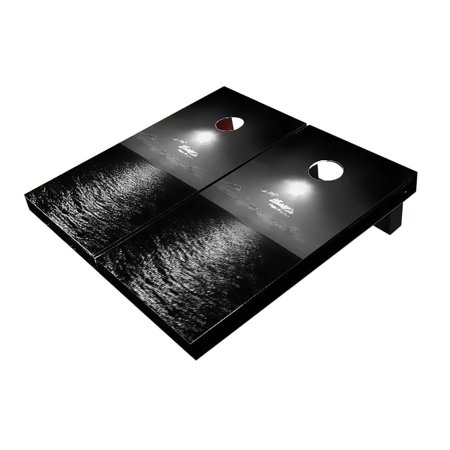 Skip's Garage Suns Black & White Solid Wood Cornhole Board Set