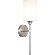 Wall Sconce Lighting, Modern 1 Light Bathroom Sconce Vanity Light with Fabric Shade Brushed Nickel Finish