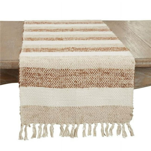 Saro Lifestyle Fringed Classic Stripe Table Runner