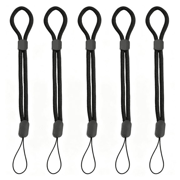 GJX 5 Pack Adjustable Wrist Straps – Black Nylon Hand Lanyards with Slider for Cell Phones,Cameras,Usb Drives,And Keys – Anti-Lost Wristlet Tether with Universal Fit for Everyday Carry