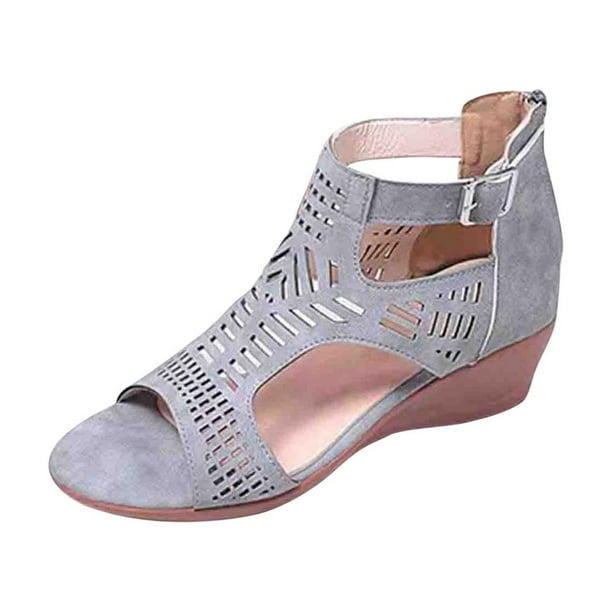 Amzcrzy Zapatos de mujer,Zapatos de mujer,Zapatillas de mujer, Sandalias cómodas con cuña y hebilla para mujer Sandalias Mujer Zapatillas De Casa