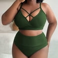 thumbnail image 6 of Womens Swimsuits 2024 Women's Sexy Plus Size Solid Color Suspender High Waisted Bikini Plus Size Swimsuit Womens Pant Suit 4 Swimsuits for Women with Underwire Bra for All Women Green 4XL, 6 of 7
