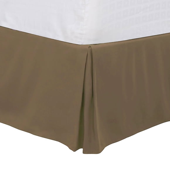 King Size Pleated Bed Skirt, Bed Frame and Box Spring Cover - 16 Inch Tailored Drop Dust Ruffle Bedskirt, Wrinkle Free and Fade Resistance, Easy to Stall - Dark Brown Unique Bargains Falda De Cama