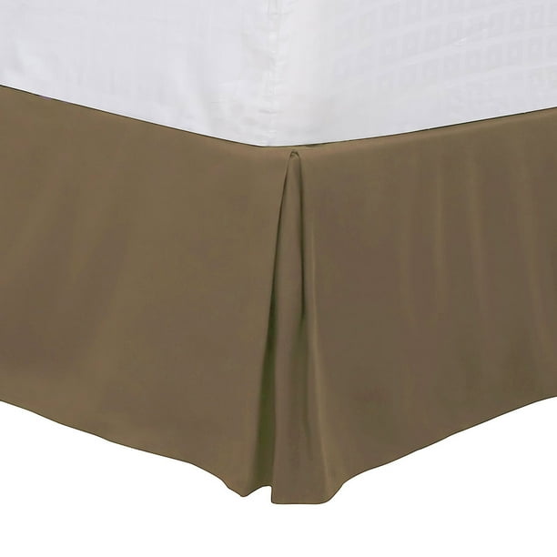 King Size Pleated Bed Skirt, Bed Frame and Box Spring Cover - 16 Inch Tailored Drop Dust Ruffle Bedskirt, Wrinkle Free and Fade Resistance, Easy to Stall - Dark Brown Unique Bargains Falda De Cama